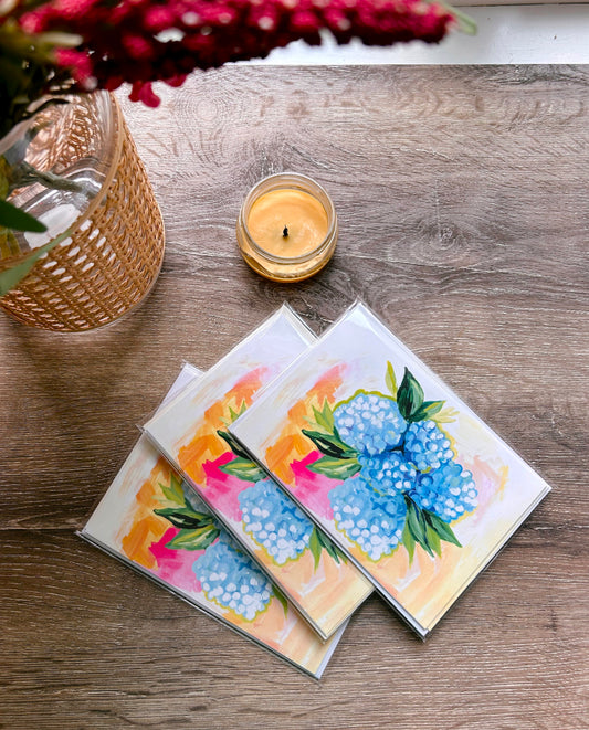 Hydrangeas Greeting Cards + Envelopes (pack of 3)